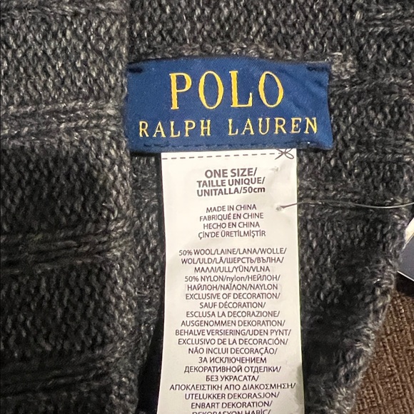 Polo by Ralph Lauren Gray Ribbed Knit Cuffed Beanie with Embroidered Pony - Picture 7 of 7
